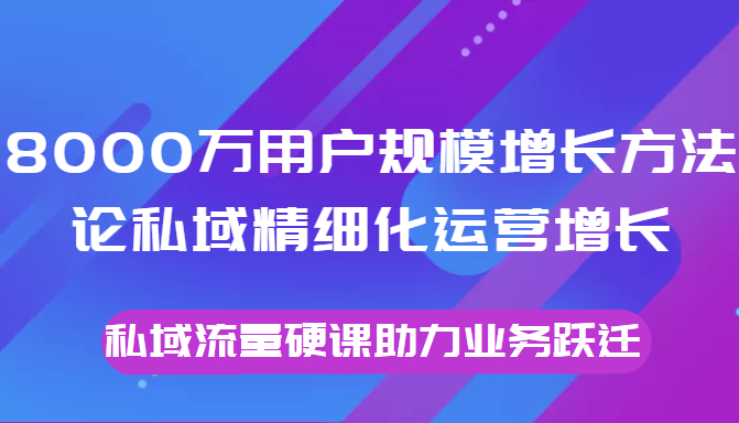 8000万用户规模增长方法论私域精细化运营增长,私域流量硬课助力业务跃迁-第一资源库