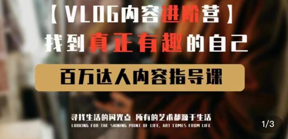 vlog内容进阶营,找到真正有趣的自己,百万达人内容指导课-第一资源库