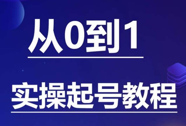 石野·小白起号实操教程,掌握各种起号的玩法技术,了解流量的核心-第一资源库