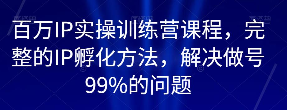 百万IP实操训练营课程,完整的IP孵化方法,解决做号99%的问题-第一资源库