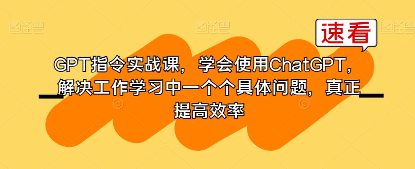 GPT指令实战课,学会使用ChatGPT,解决工作学习中一个个具体问题,真正提高效率-第一资源库
