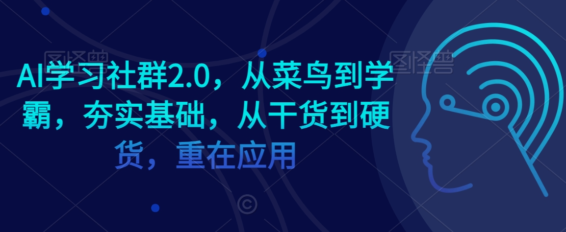 AI学习社群2.0,从菜鸟到学霸,夯实基础,从干货到硬货,重在应用-第一资源库