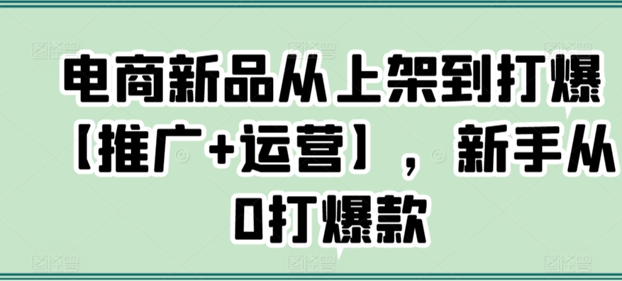 电商新品从上架到打爆【推广+运营】,新手从0打爆款-第一资源库