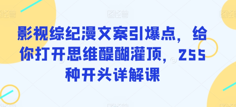 影视综纪漫文案引爆点,给你打开思维醍醐灌顶,255种开头详解课-第一资源库