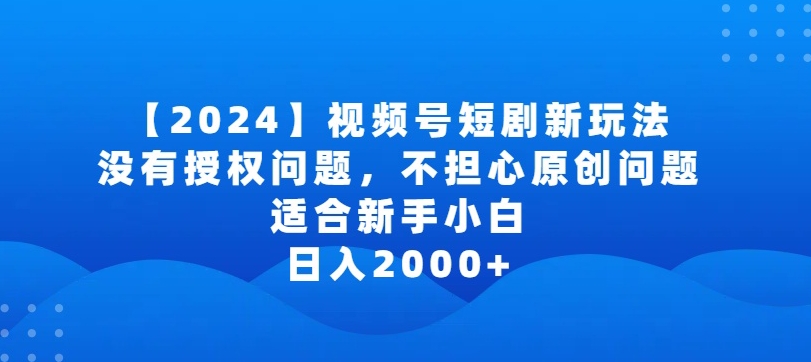2024视频号短剧玩法,没有授权问题,不担心原创问题,适合新手小白,日入2000+【揭秘】-第一资源库