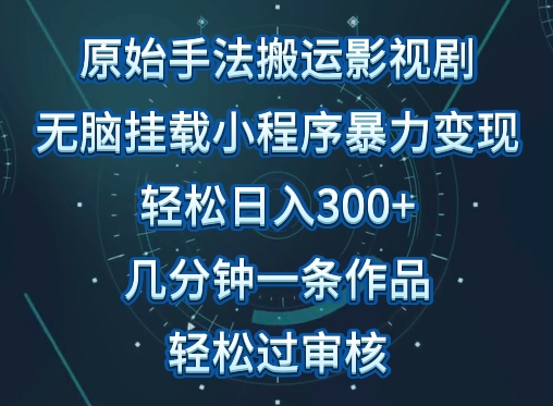 原始手法影视搬运，无脑搬运影视剧，单日收入300+，操作简单，几分钟生成一条视频，轻松过审核【揭秘】-第一资源库