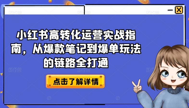 小红书高转化运营实战指南，从爆款笔记到爆单玩法的链路全打通-第一资源库