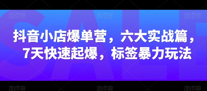 抖音小店爆单营，六大实战篇，7天快速起爆，标签暴力玩法-第一资源库