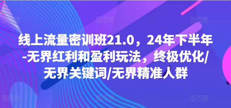 线上流量密训班21.0，24年下半年-无界红利和盈利玩法，终极优化/无界关键词/无界精准人群-第一资源库