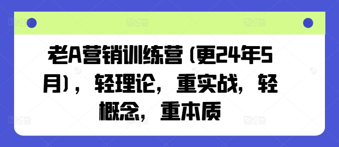 老A营销训练营(更24年8月),轻理论,重实战,轻概念,重本质-第一资源库
