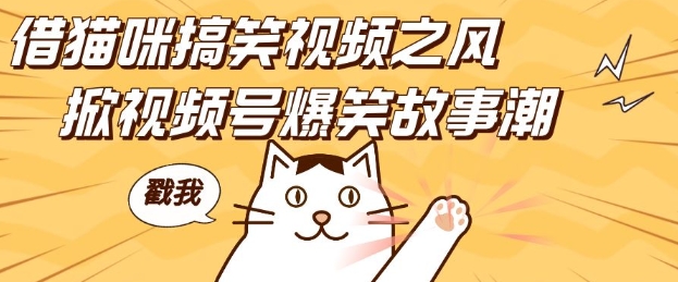 借猫咪搞笑视频之风，掀视频号爆笑故事潮，轻松日入四位数，无门槛快速入门!-第一资源库