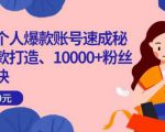 小红书个人爆款账号速成秘籍，爆款打造、10000+粉丝引流秘诀-第一资源库