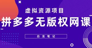 【白龙笔记】拼多多无版权网课项目,月入5000的长期项目,玩法详细拆解【揭秘】-第一资源库