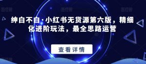 绅白不白·小红书无货源第六版,精细化进阶玩法,最全思路运营-第一资源库