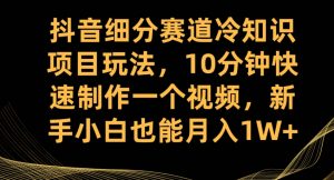 抖音细分赛道冷知识项目玩法,10分钟快速制作一个视频,新手小白也能月入1W+【揭秘】-第一资源库