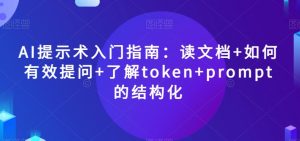 AI提示术入门指南:读文档+如何有效提问+了解token+prompt的结构化【揭秘】-第一资源库