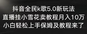 抖音全民k歌5.0新玩法,直播挂小雪花卖教程月入10万,小白轻松上手,保姆及教程来了【揭秘】-第一资源库
