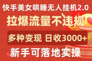 快手美女哄睡无人挂机2.0.拉爆流量不违规,多种变现途径,日收3000+,新手可落地实操【揭秘】-第一资源库