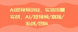 AI短视频创业，实体流量实战，AI/短视频/直播/私域/团队-第一资源库